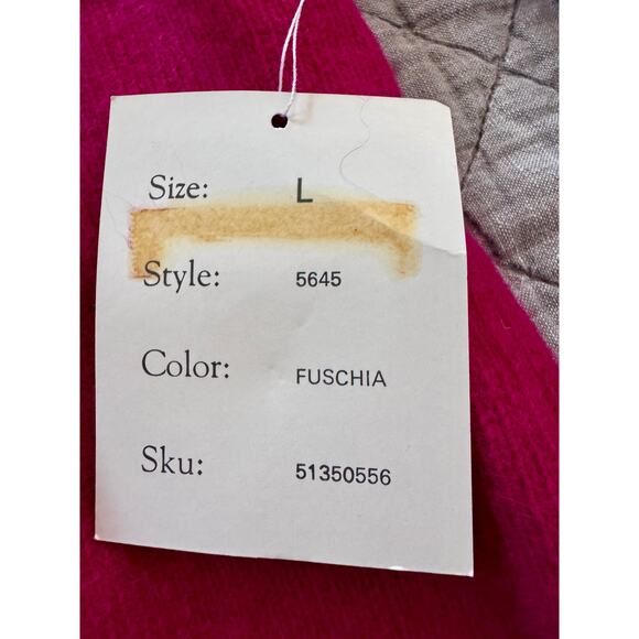 Macy's VTG Deadstock Pink Fushcia Lambswool Angora Cardigan Sweater Women Large - Picture 4 of 8